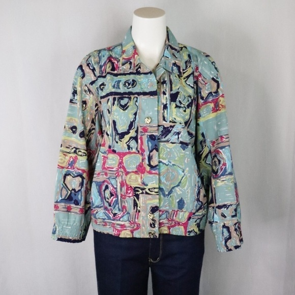 Vintage Tops - VINTAGE Made in Germany Abstract Jacket Blouse